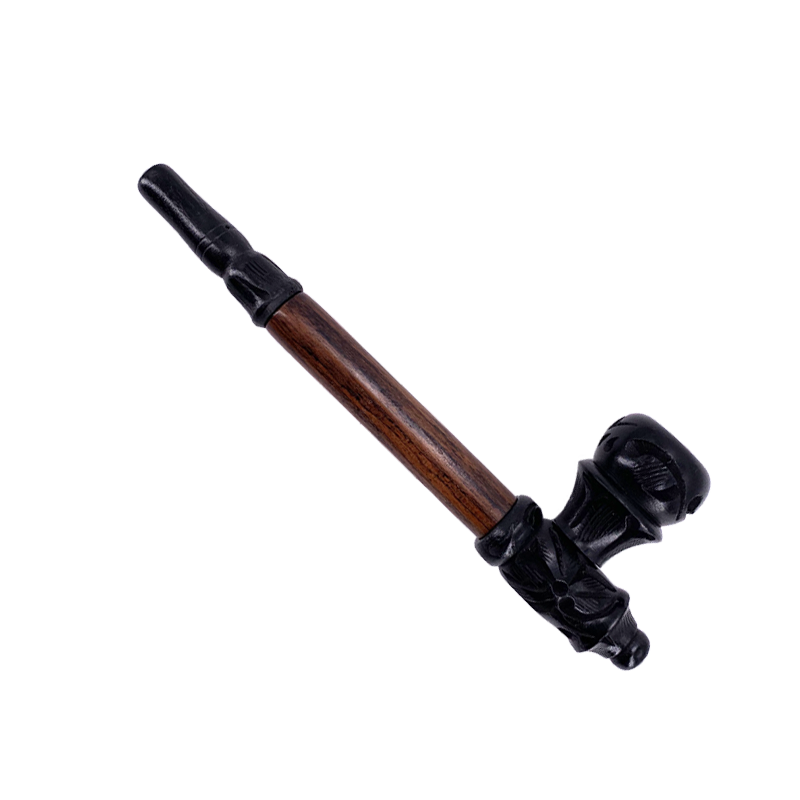 7" Peace Pipe Carved Wood Hand Pipe Mushroom New Orleans