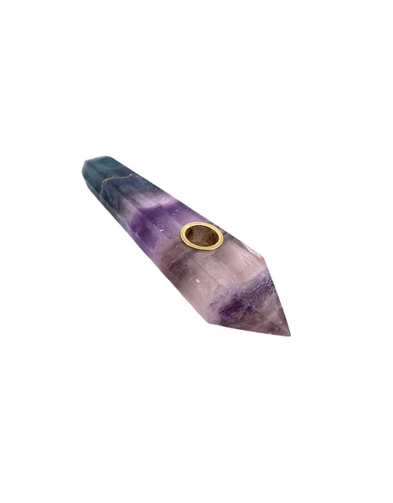 4.5" Rainbow Fluorite Crystal Hand Pipe