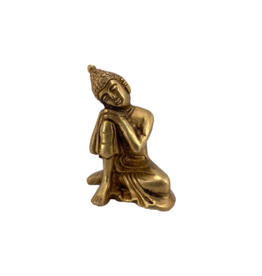 Thinking Buddha Brass Statue 4"H