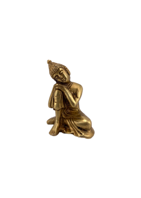 Thinking Buddha Brass Statue 4"H