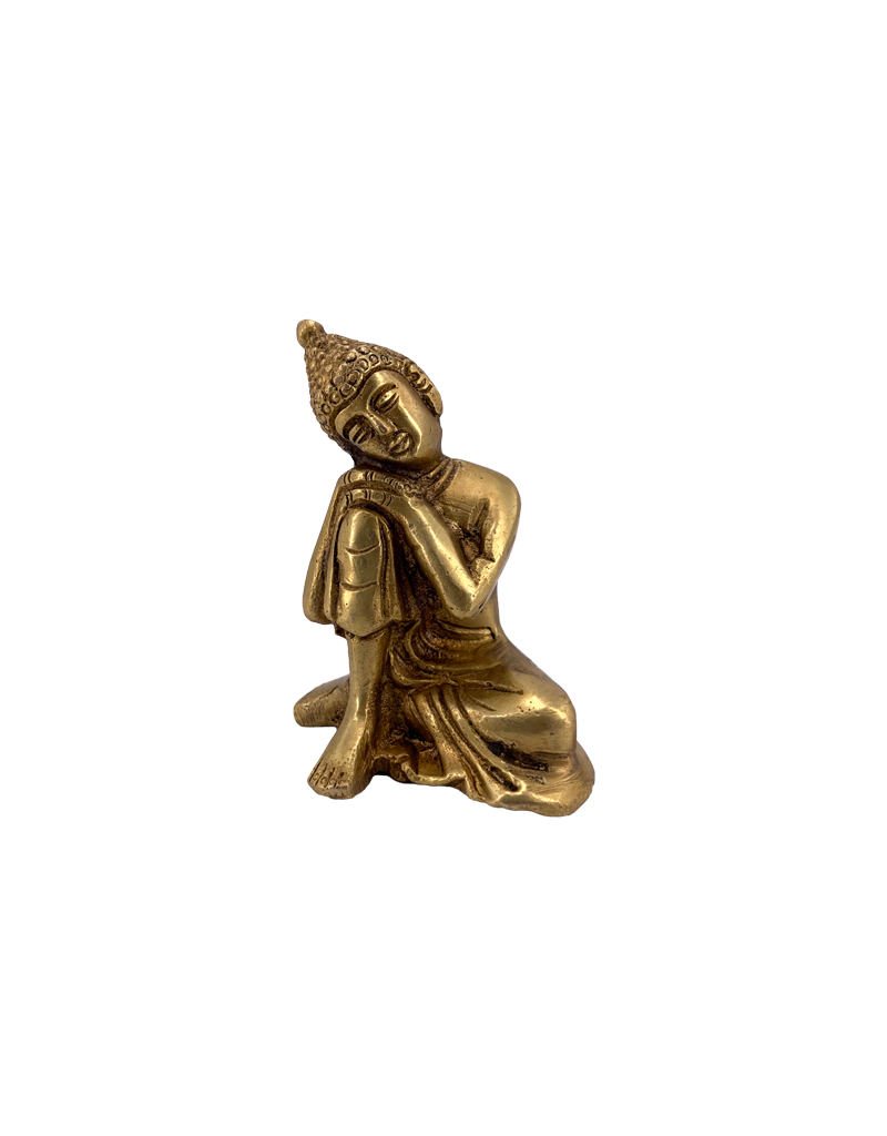 Thinking Buddha Brass Statue 4"H