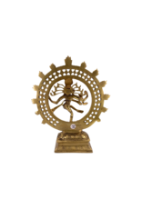 Natraj Dancing Double Ring Brass Statue 9"H
