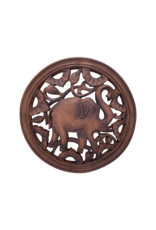 Trunk-Up Elephant Wooden Wall Hanger 12"D