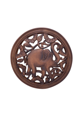 Trunk-Up Elephant Wooden Wall Hanger 12"D