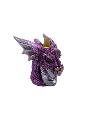 Dragon Bust Backflow Incense Burner Purple