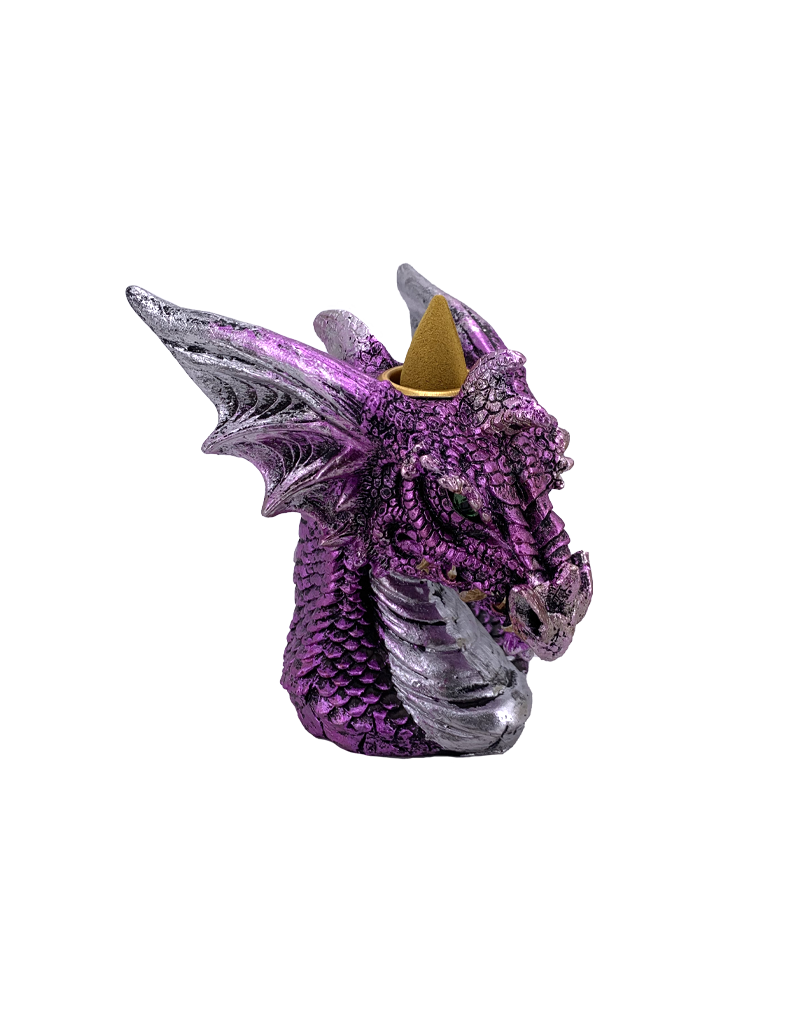 Dragon Bust Backflow Incense Burner Purple