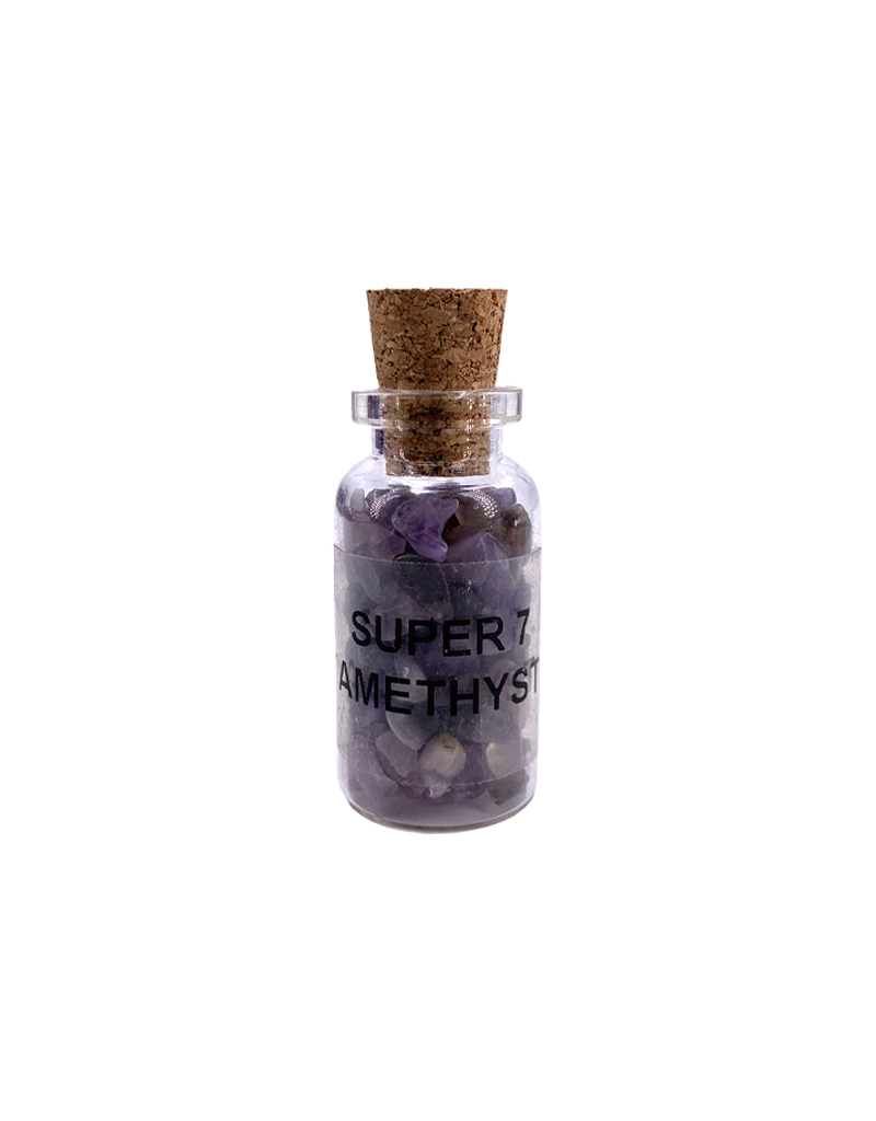 Super 7 Amethyst Gemstone Bottle 3"H