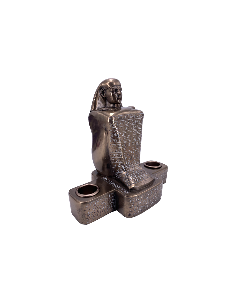 Egyptian Sennefer Candle Holder 6"H