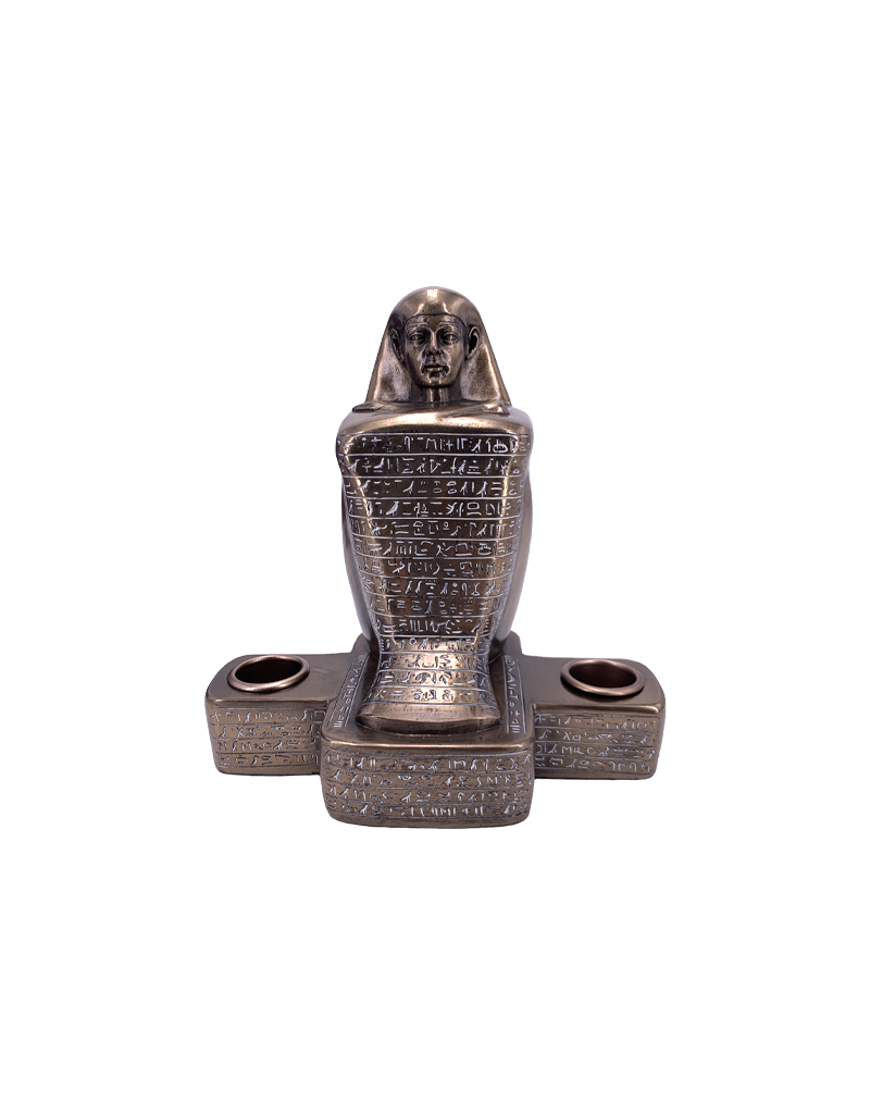 Egyptian Sennefer Candle Holder 6"H