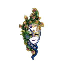 Venetian Mystique Mask  Plaque - Peacock 13.75"H