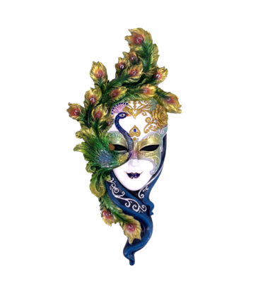 Top Land Trading Venetian Mystique Mask  Plaque - Peacock 13.75"H