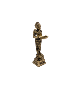 Goddess Laxmi with Deep Brass Statue 4"H