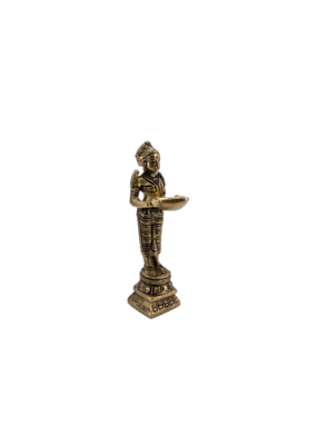 Goddess Laxmi with Deep Brass Statue 4"H