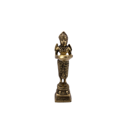 Goddess Laxmi with Deep Brass Statue 4"H