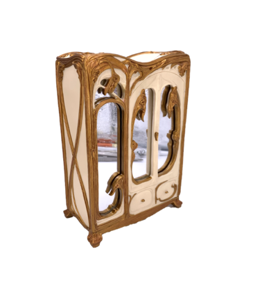 Art Nouveau - Cabinet Style Armoire Jewelry Box 8"H