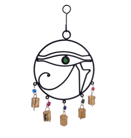 Eye Of Horus Wind Chime with Beads and Bells 14"H