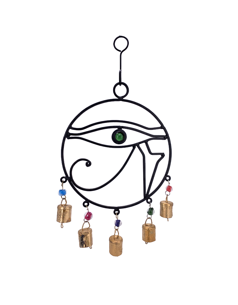 Eye Of Horus Wind Chime with Beads and Bells 14"H