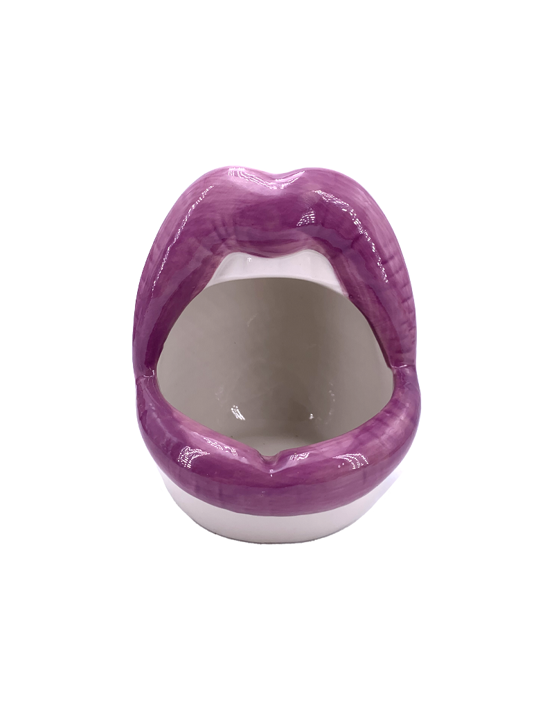 Lips Ceramic Ashtray 4"D Purple