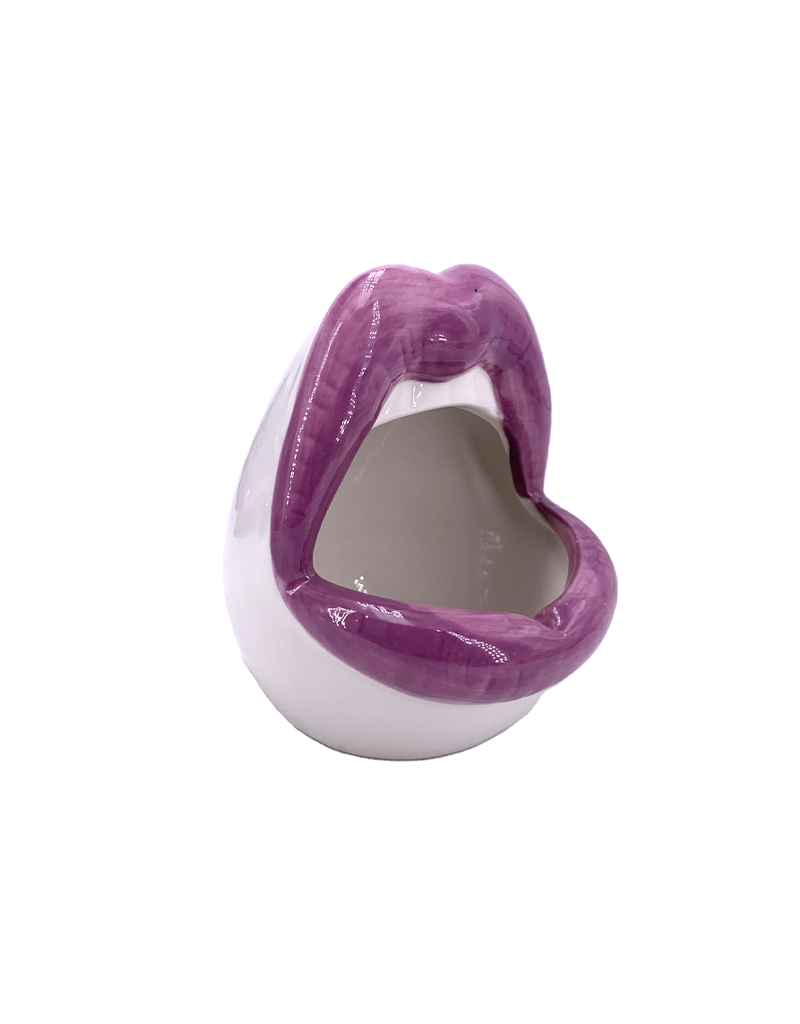Lips Ceramic Ashtray 4"D Purple
