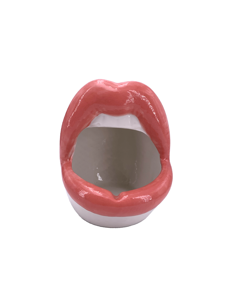 Lips Ceramic Ashtray 4"D Pink