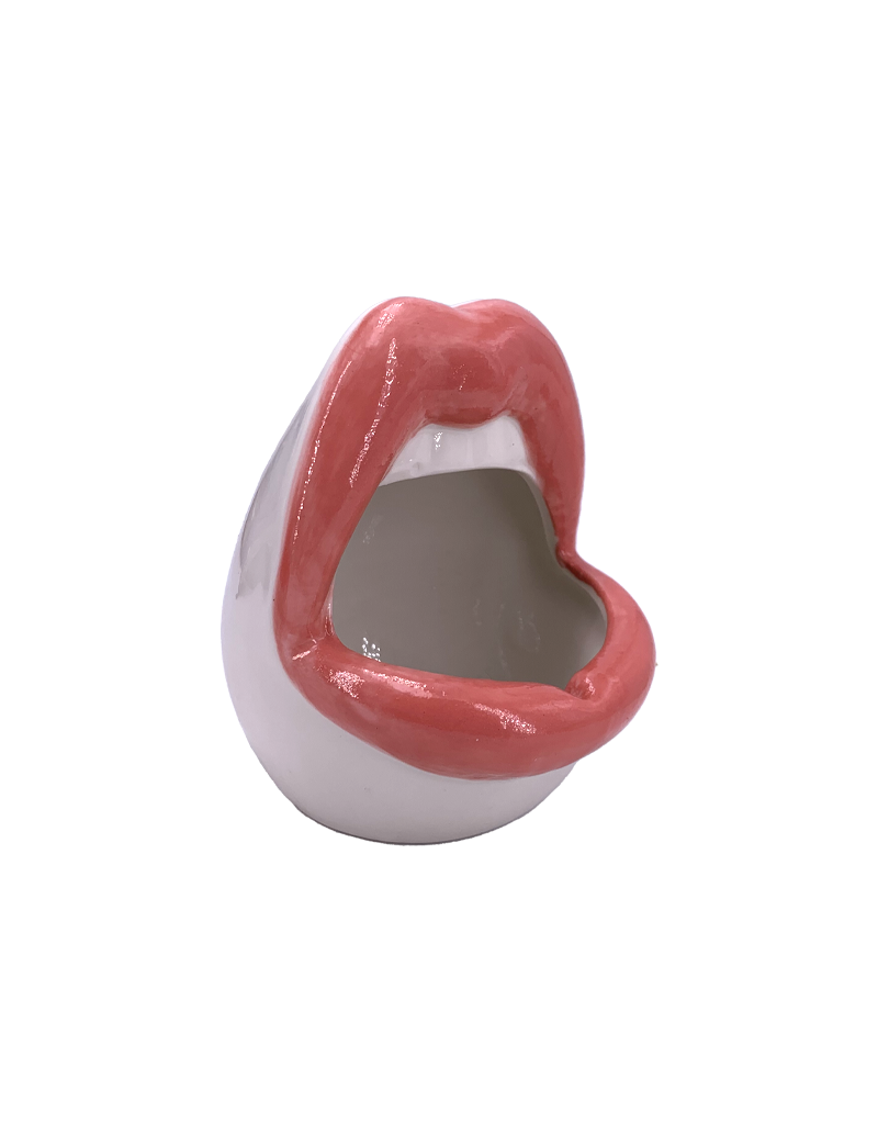 Lips Ceramic Ashtray 4"D Pink