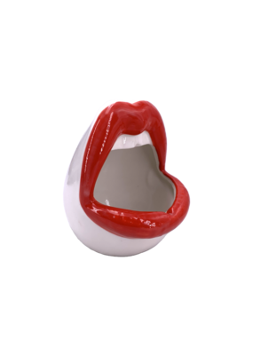 Lips Ceramic Ashtray 4"D Red