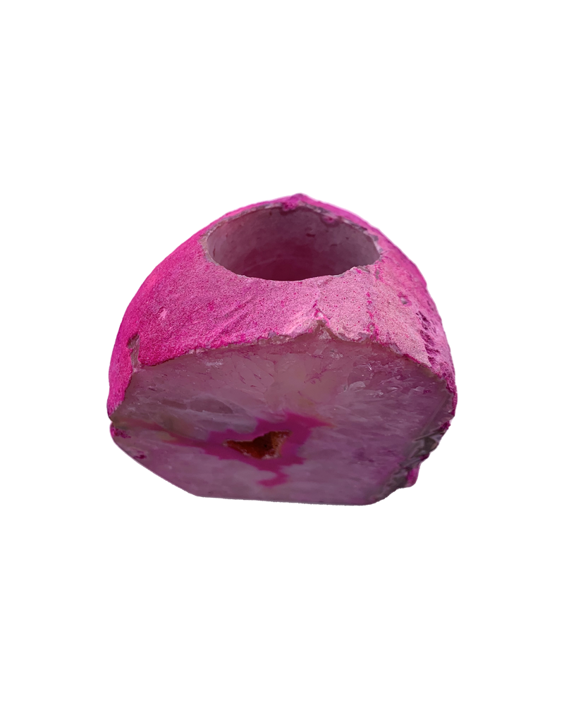 Agate Geode Tea Light Candle Holder Pink