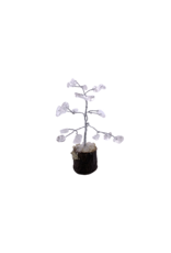 Quartz Gemstone Chip Tree on Wood Base 4"H