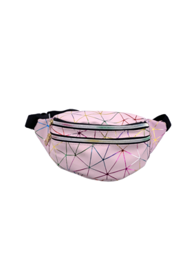 Holographic Geometric Fanny Pack Pink