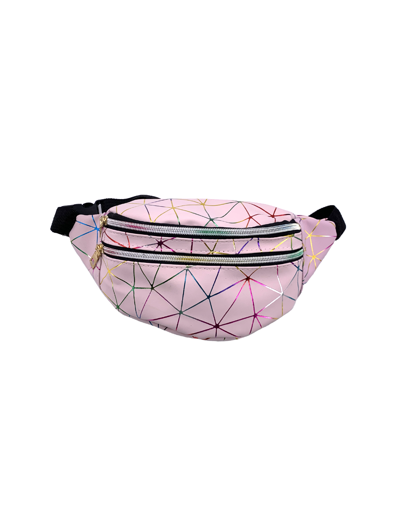 Holographic Geometric Fanny Pack Pink