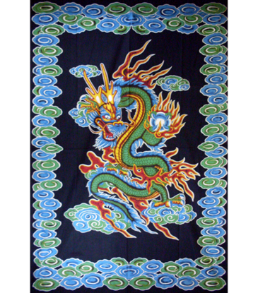 Trippy Sheetz Multi Dragon Cotton Tapestry