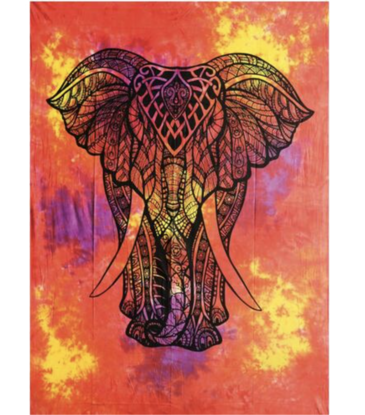 Trippy Sheetz King Elephant Tie Dye Tapestry Red Sun Explosion