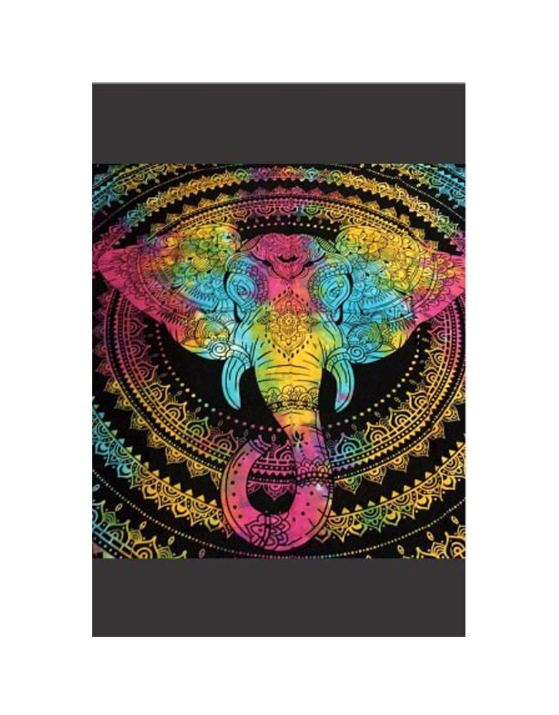 Mystic Elephant Tapestry Black