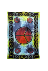 Peace Sign Tapestry Green / Blue Tie Dye
