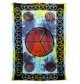 Peace Sign Tapestry Green / Blue Tie Dye