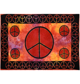 Peace Sign Tapestry Tie Dye Orange / Red