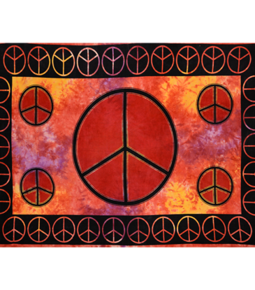 Trippy Sheetz Peace Sign Tapestry Tie Dye Orange / Red