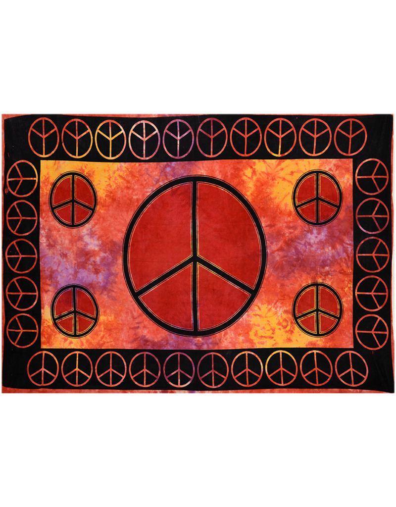 Peace Sign Tapestry Tie Dye Orange / Red