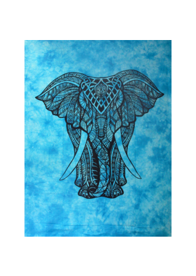 King Elephant Tapestry Blue