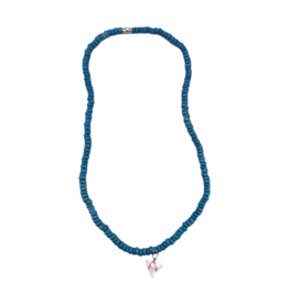 Shark Tooth Beaded Necklace Teal