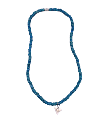 Shark Tooth Beaded Necklace Teal