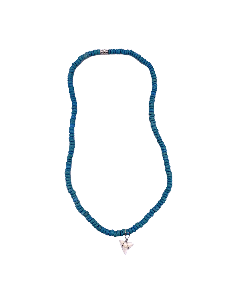 Shark Tooth Beaded Necklace Teal