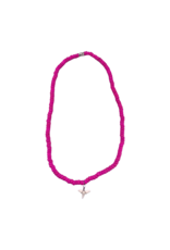 Shark Tooth Beaded Necklace Fuchsia