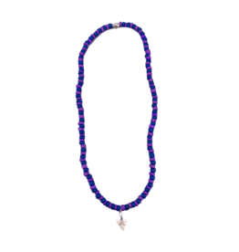 Shark Tooth Beaded Necklace Blue and Purple