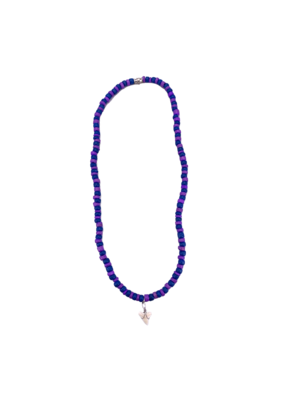 Shark Tooth Beaded Necklace Blue and Purple