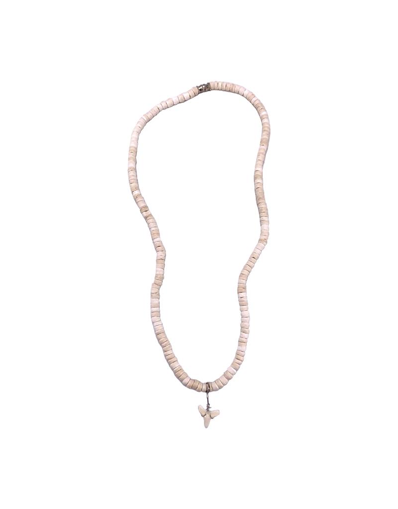 Shark Tooth Beaded Necklace Off White