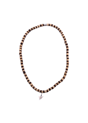 Shark Tooth Beaded Necklace Brown and Tan