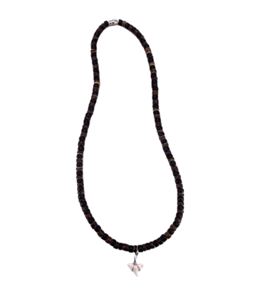 Shark Tooth Beaded Necklace 2 Tone Brown