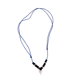 Shark Tooth with Adjustable Cord Necklace Blue
