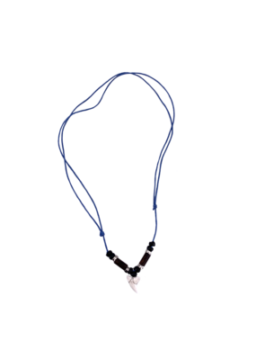 Shark Tooth with Adjustable Cord Necklace Blue